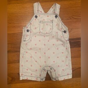 Classic Striped Baby Boy Overalls with Anchor Design Blue & Red 100% Cotton 12m